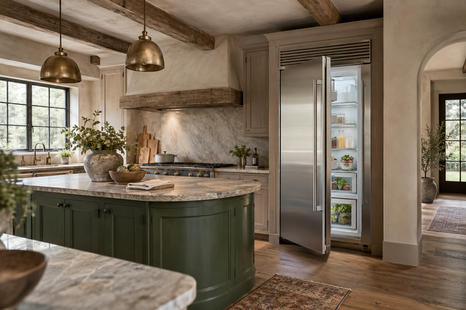 Illustrative Viking refrigerator in a residential kitchen — AI image for Sub-Zero Repair Lewisboro