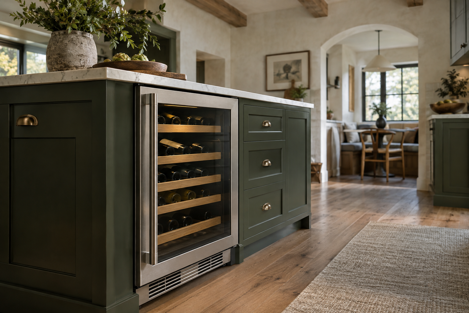Illustrative Viking wine cooler in a residential kitchen — AI image for Sub-Zero Repair Lewisboro